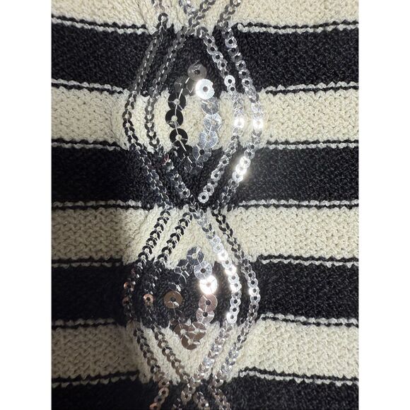 St. John Sequined Striped Sweater Size S Black White Made in USA - Picture 3 of 9